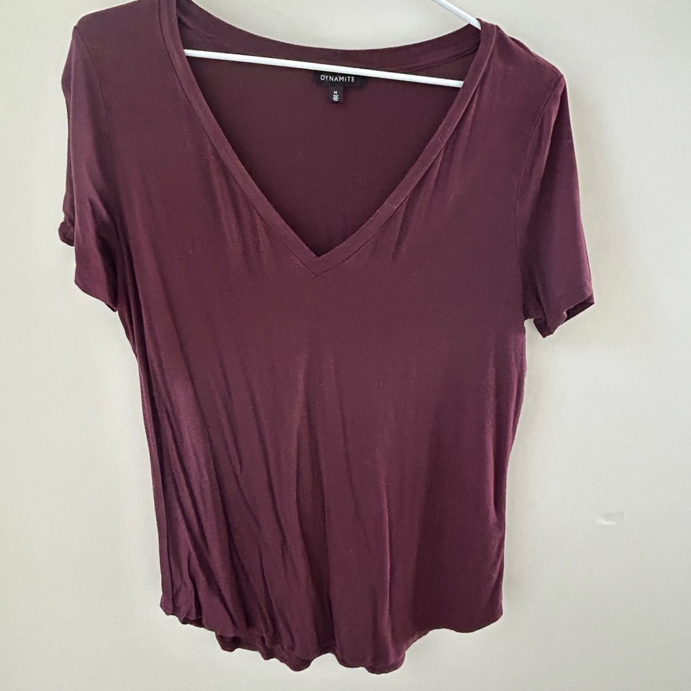 Women's Burgundy V-Neck Top